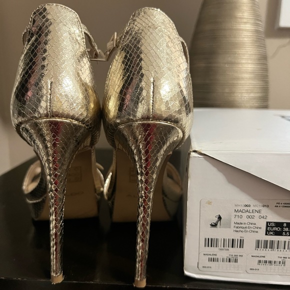 Aldo Gold Pattern Platform Madalene Strappy Sandals, Size 8 - LIKE NEW w. Box - Picture 2 of 4